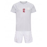 Danmark Kasper Dolberg #12 Udebane Trøje Børn VM 2022 Kortærmet (+ Korte bukser)